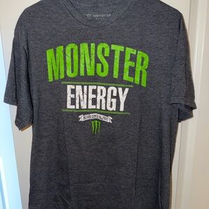 Monster Energy Gray and Green Men's T-Shirt size Large